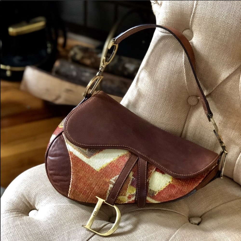 Authentic RARE Vintage Christian Dior Kilim Saddle Bag